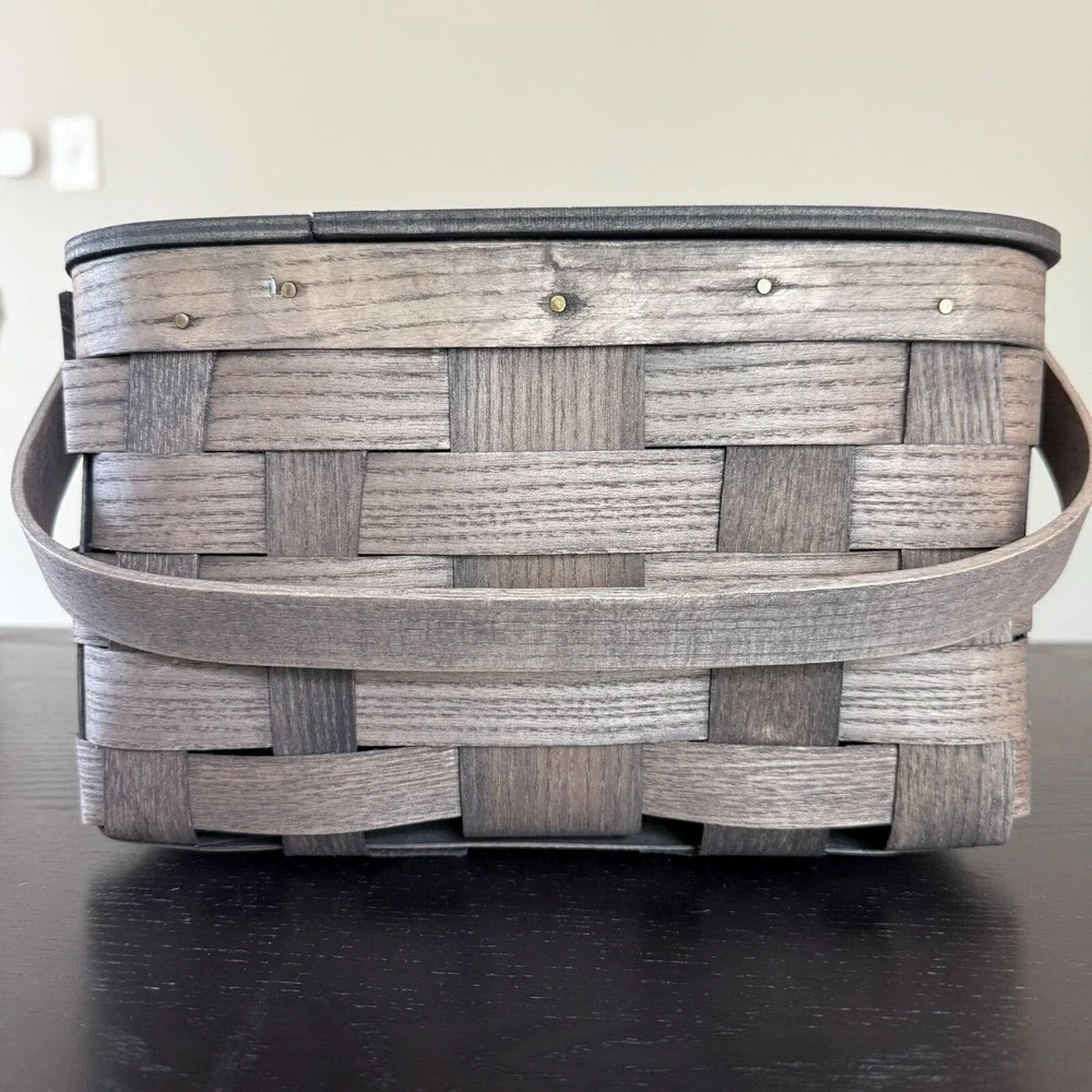 Peterboro Basket‎ Co Gathering Storage Picnic Basket Double Swing Handles